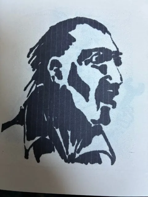 Napkin Sketch (Man Yelling), ink on cocktail napkin, 1990s