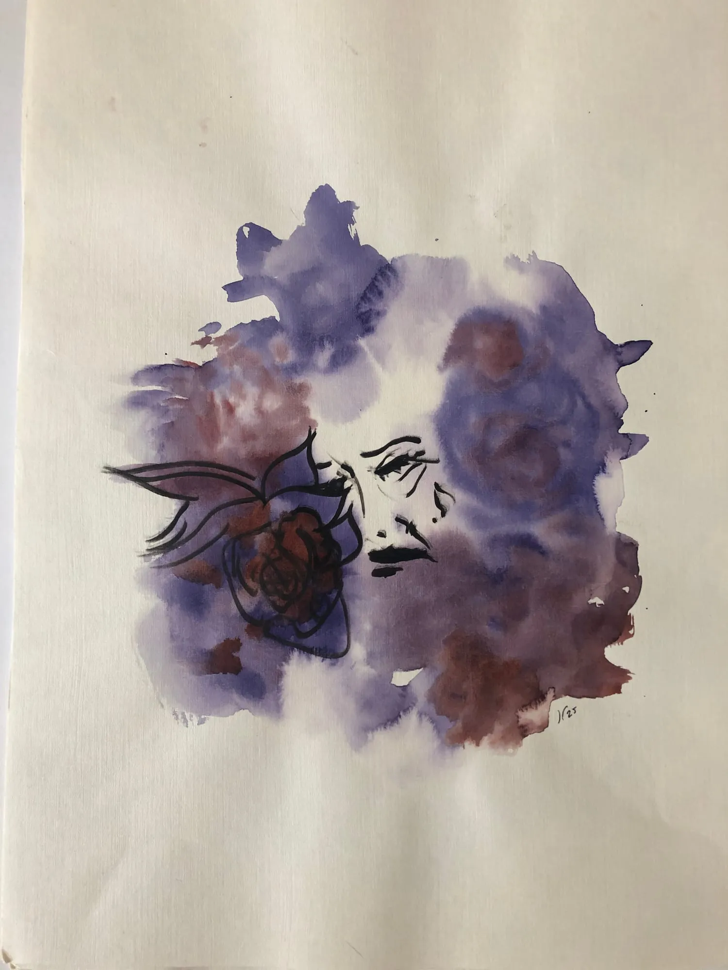Violet Wash, watercolor and pen and ink on paper, 2022